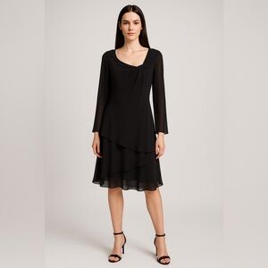 Jones New York Black Chiffon Layered Dress - Size 8